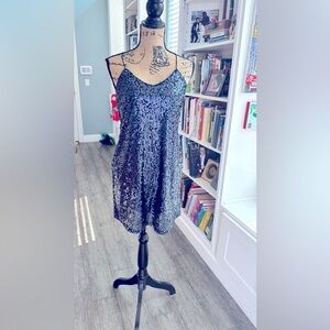 Express brand, navy blue, sequin cocktail dress, size S.